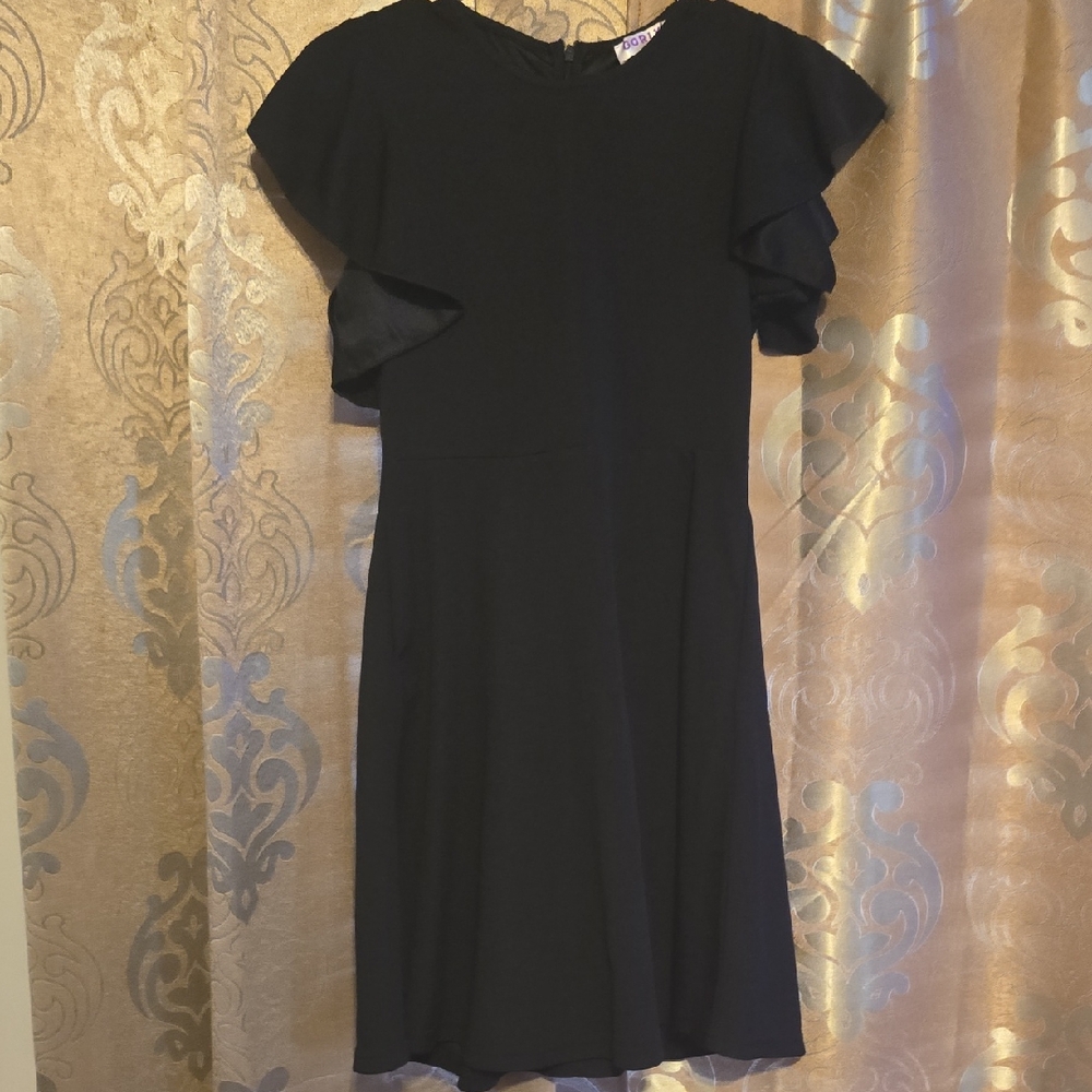 Elegant Black Ruffle-Sleeve Dress